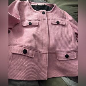 Talbots Pink Textured Blazer with Black Buttons Size 14, Like New